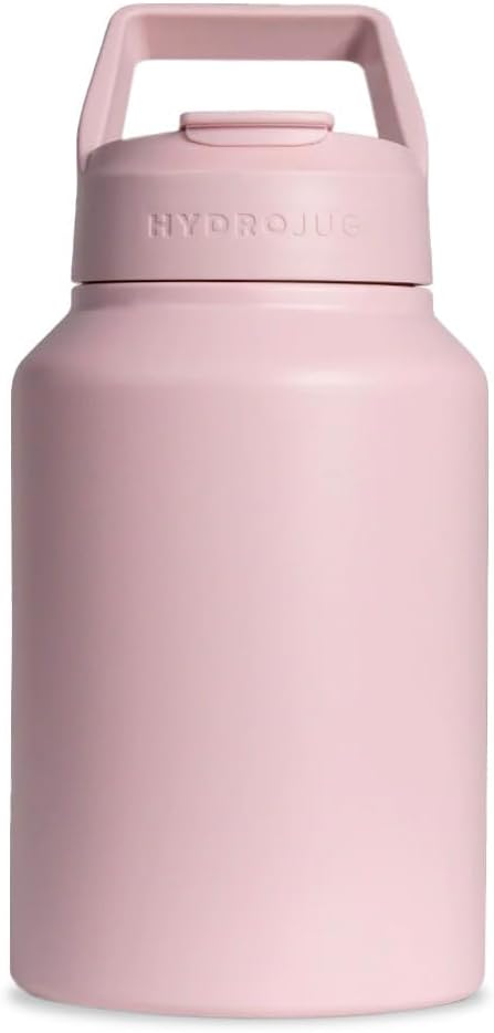 HydroJug Sport - Stainless Steel Tumbler with Straw, Vacuum Insulated, 64oz Leakproof Water Bottle, Ergonomic Design, Reusable, Dishwasher Safe, Rubber Base, Durable for Gym or Outdoors, Pink Sand