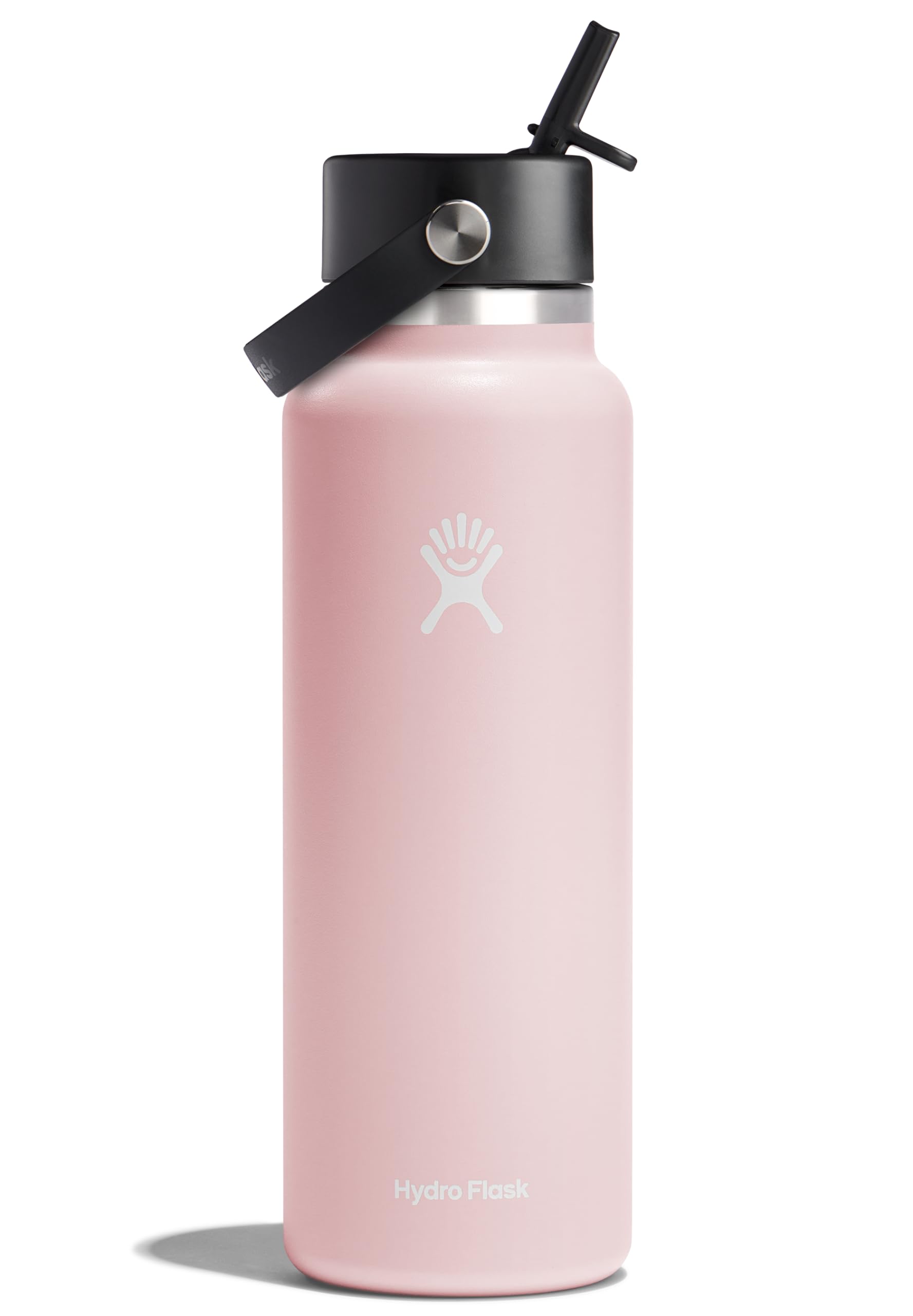 Hydro Flask Water Bottle - Insulated Stainless Steel - Wide Mouth Flex Straw Lid, Non-Spill, Leakproof and Refillable in 32 Oz Glimmer Pink