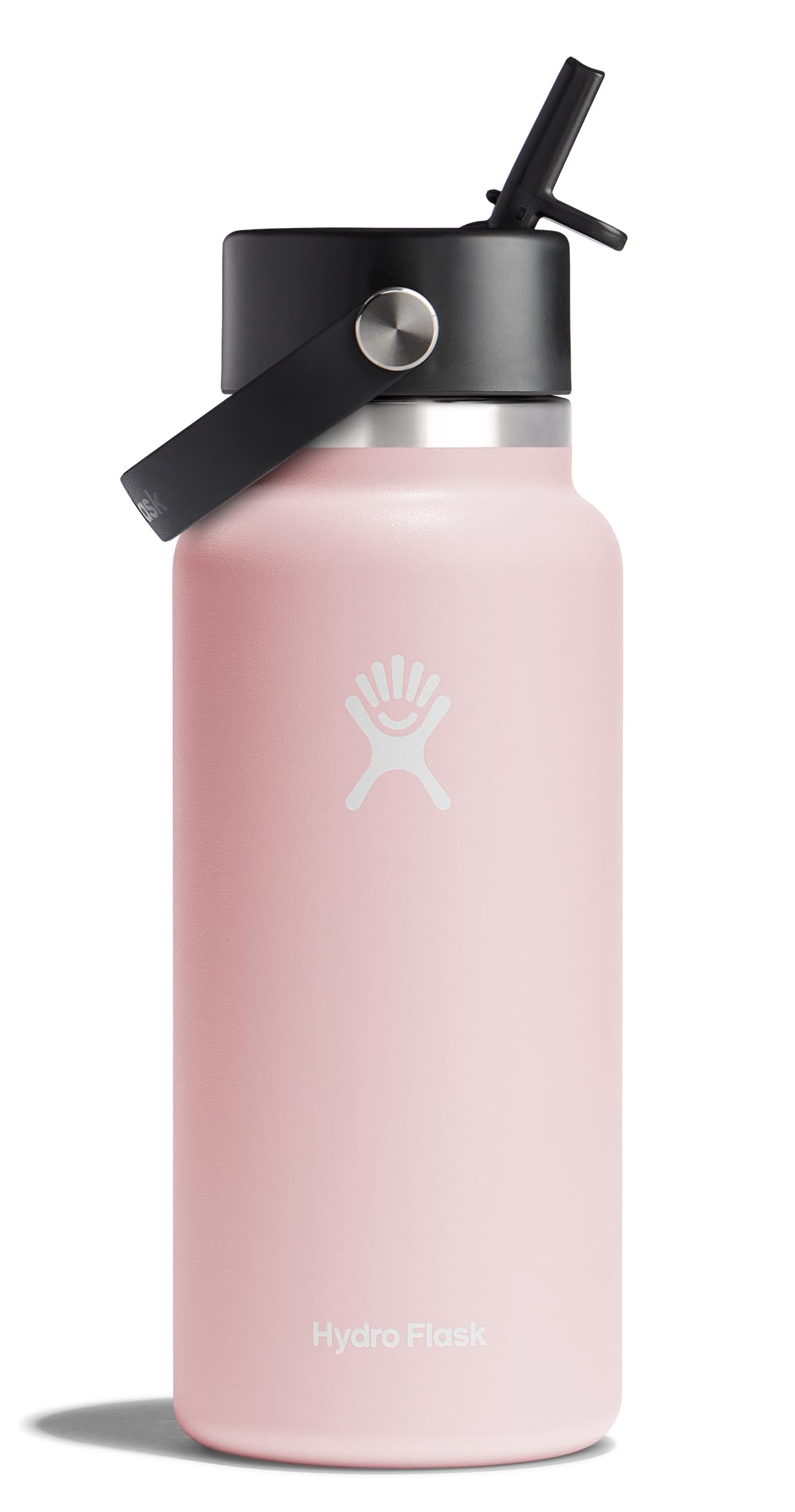 Hydro Flask Water Bottle - Insulated Stainless Steel - Wide Mouth Flex Straw Lid, Non-Spill, Leakproof and Refillable in 32 Oz Glimmer Pink