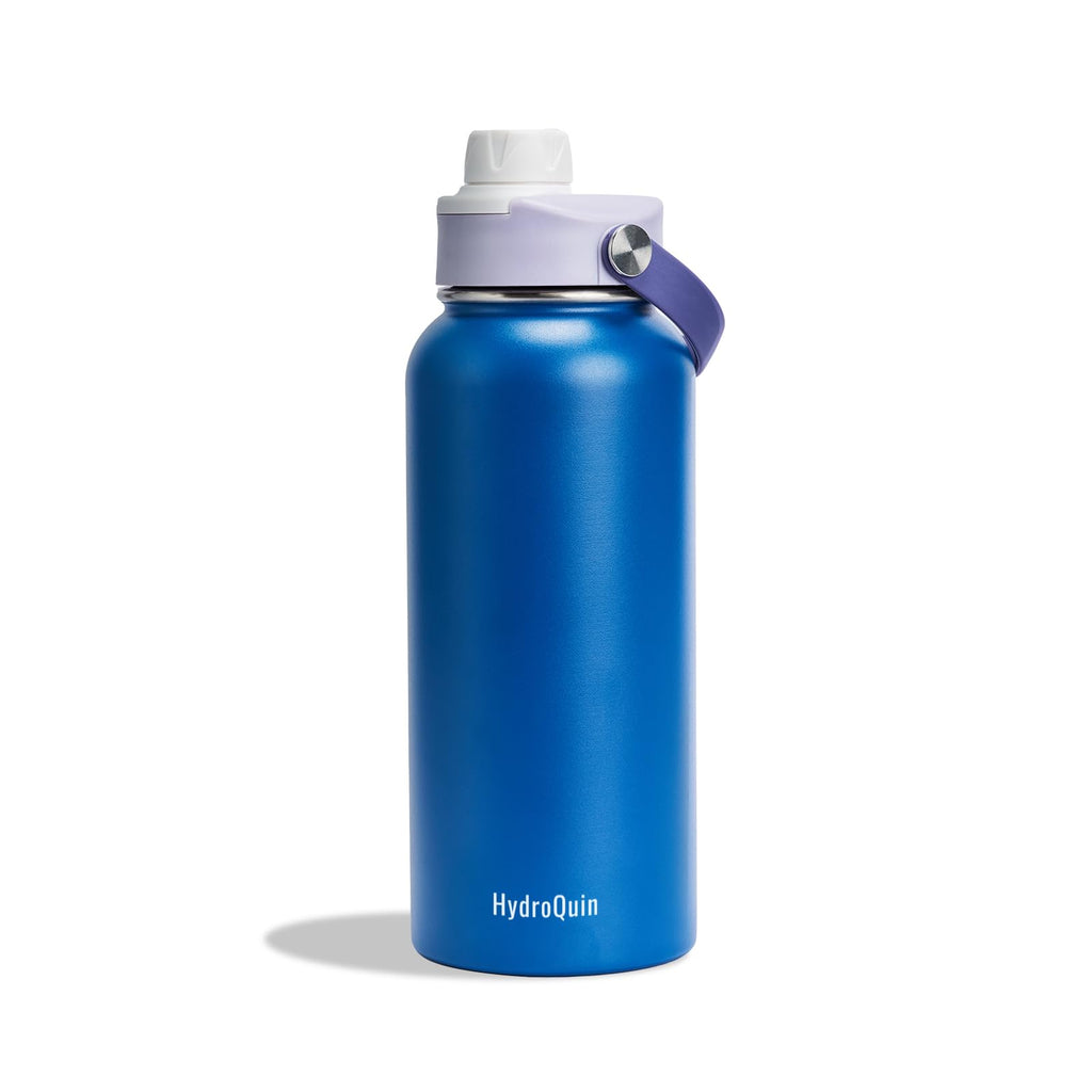 32oz Water Bottle with Comfort Grip Handle, Gym Water Bottle, Insulated Steel Water Bottle with Wide Mouth, No Straw