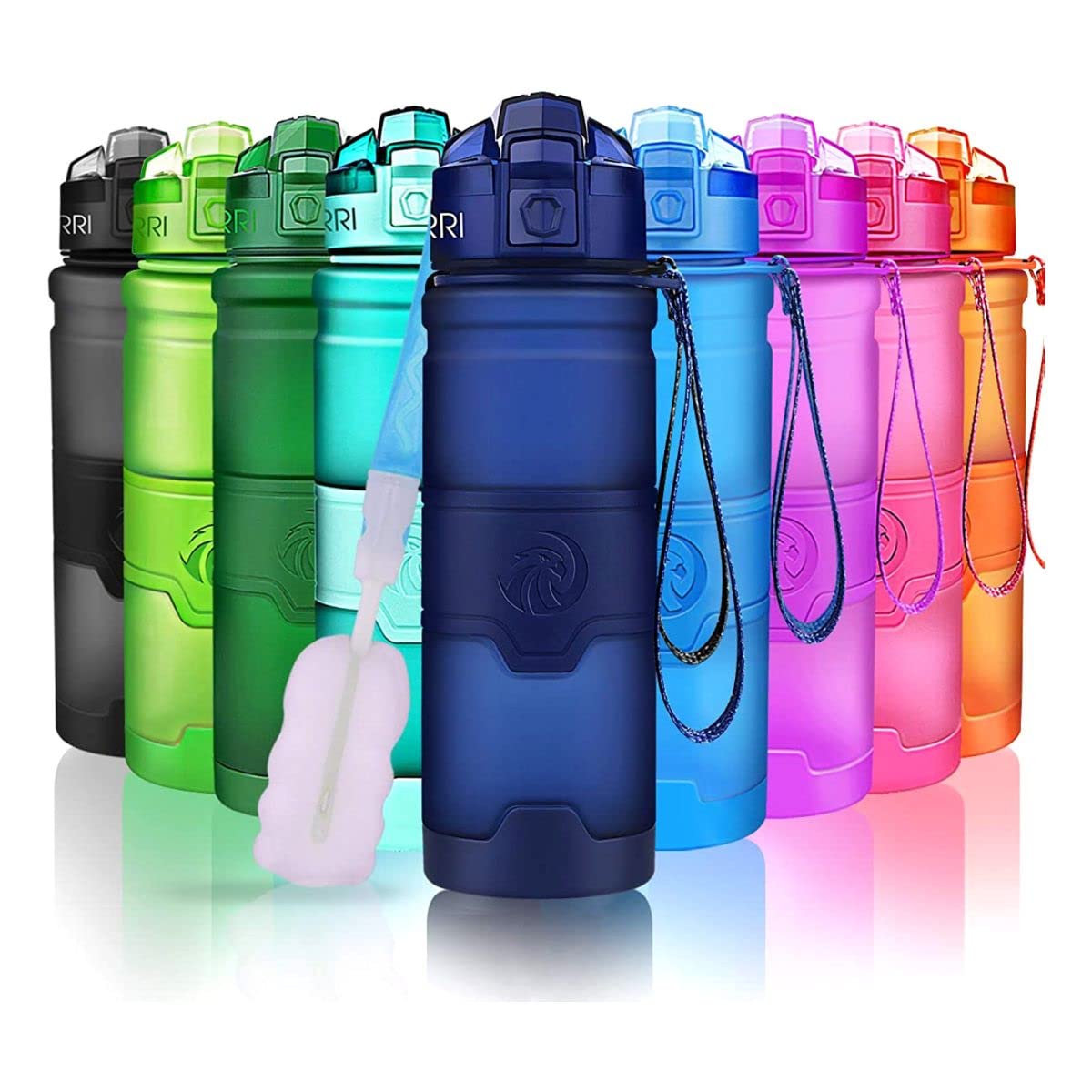ZORRI Sports Water Bottle, 400/500/700ml/1L, BPA Free Leak Proof Tritan Lightweight Bottles for Outdoors,Camping,Cycling,Fitness,Gym,Yoga- Kids/Adults Drink Bottles with Filter, Lockable Pop Open Lid