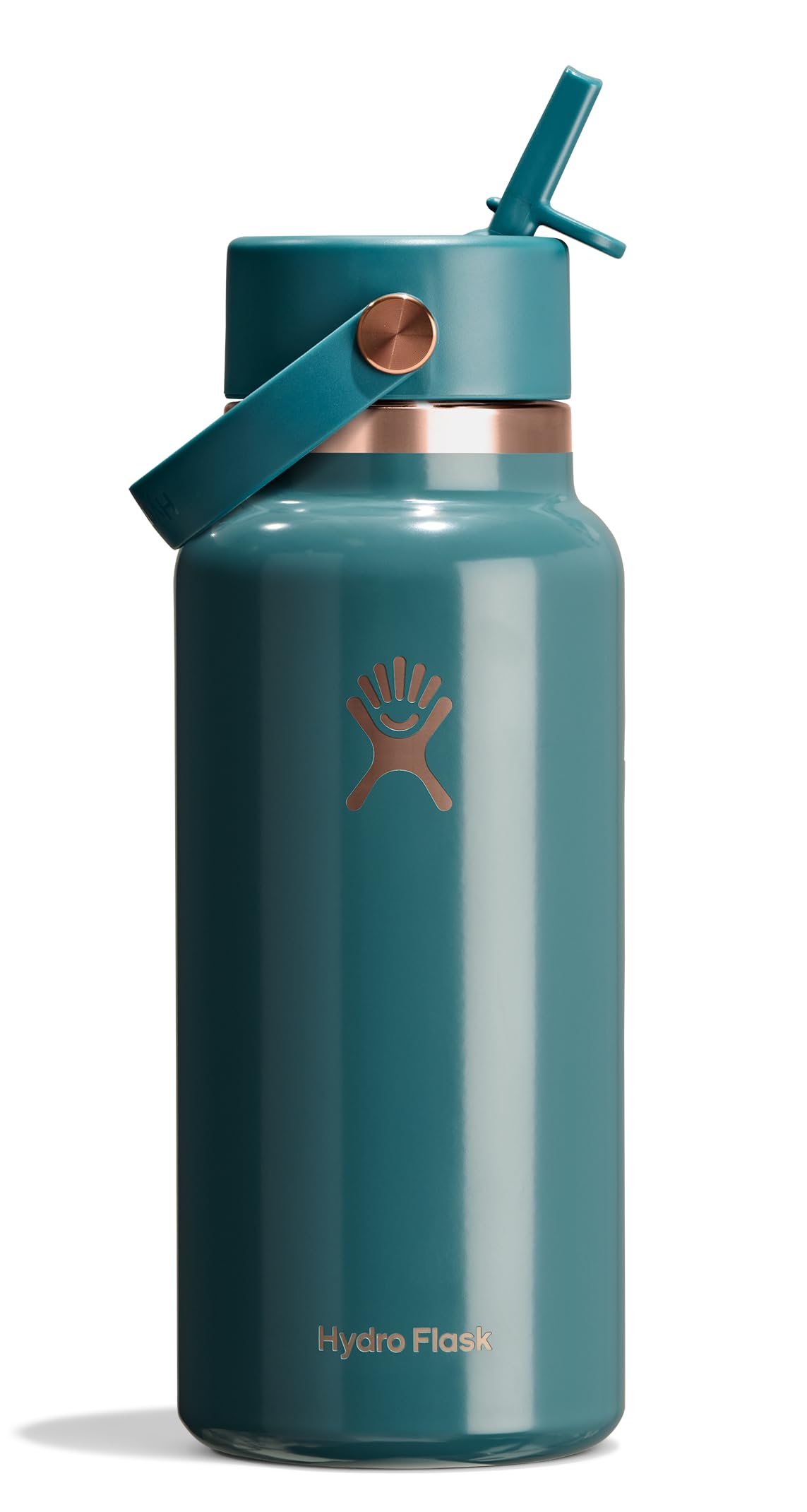 Hydro Flask Water Bottle - Insulated Stainless Steel - Wide Mouth Flex Straw Lid, Non-Spill, Leakproof and Refillable in 32 Oz Glimmer Pink
