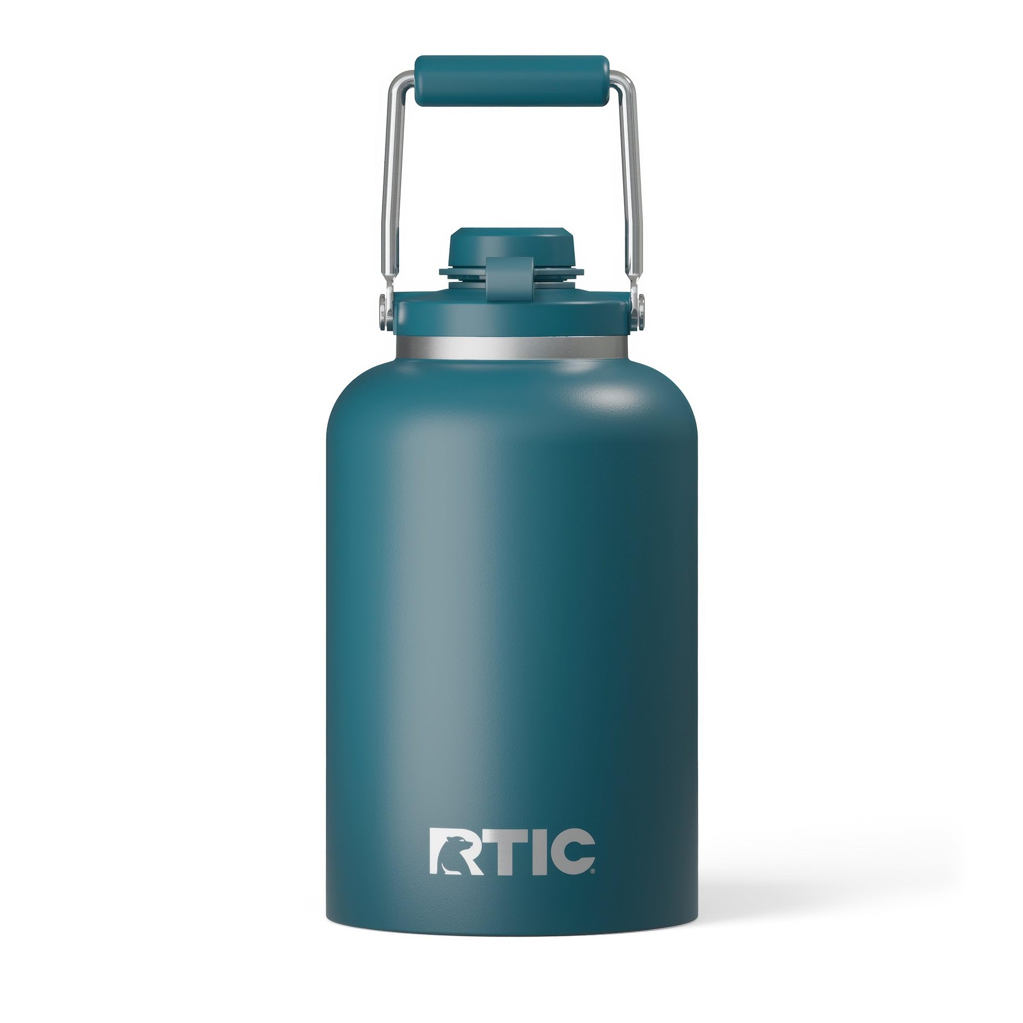RTIC 1 Gallon Outback Jug, Stainless Steel, Ceramic Lined Insulated Water Bottle with Lid and Handle, BPA-Free, Double Wall Vacuum Insulation, Stainless