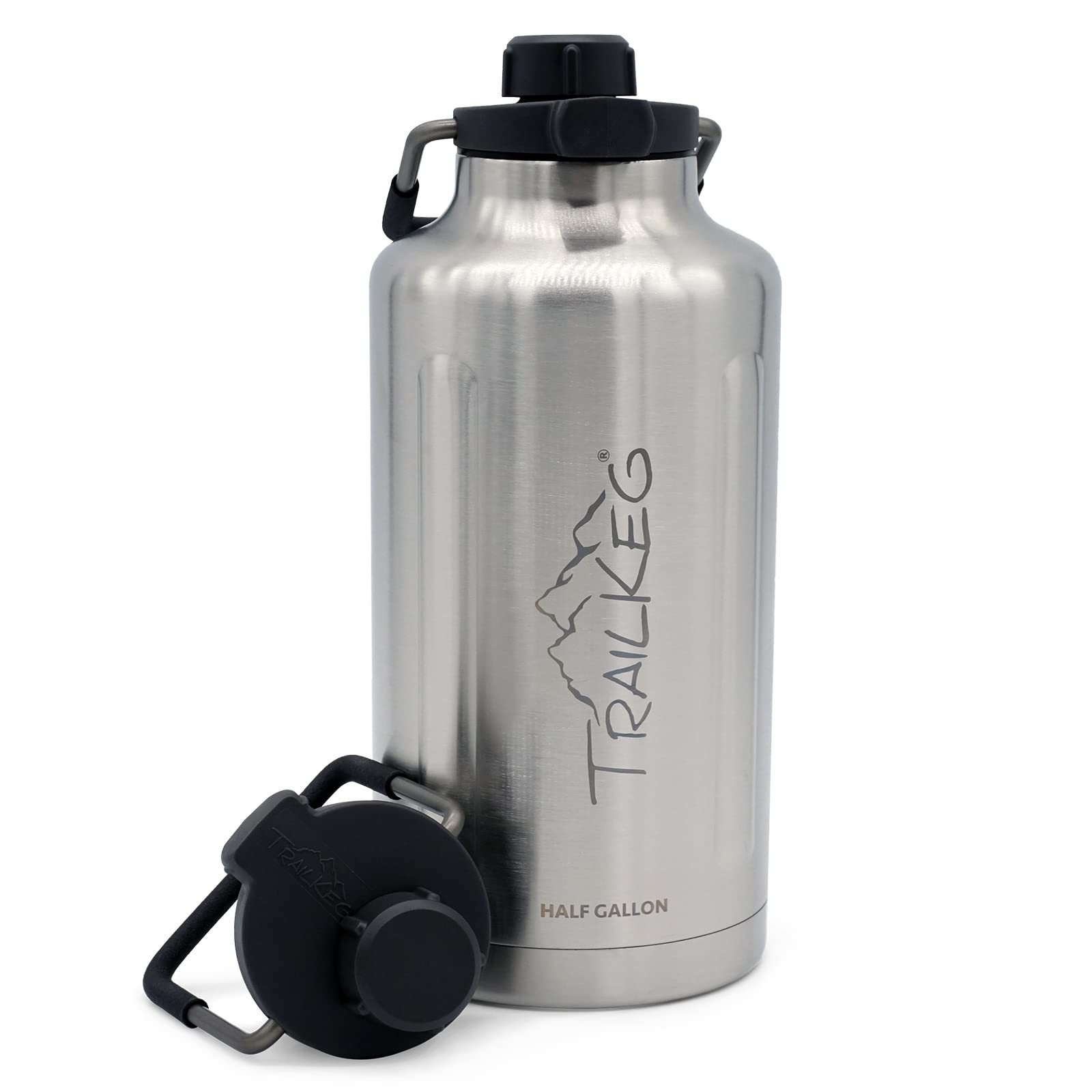 TrailKeg Sports Water Bottle, 128 oz, One Gallon, Vacuum Insulated Stainless Steel, Double Walled, Hot for 12 Hours, Cold for 48 Hours, Wide Mouth Metal Jug