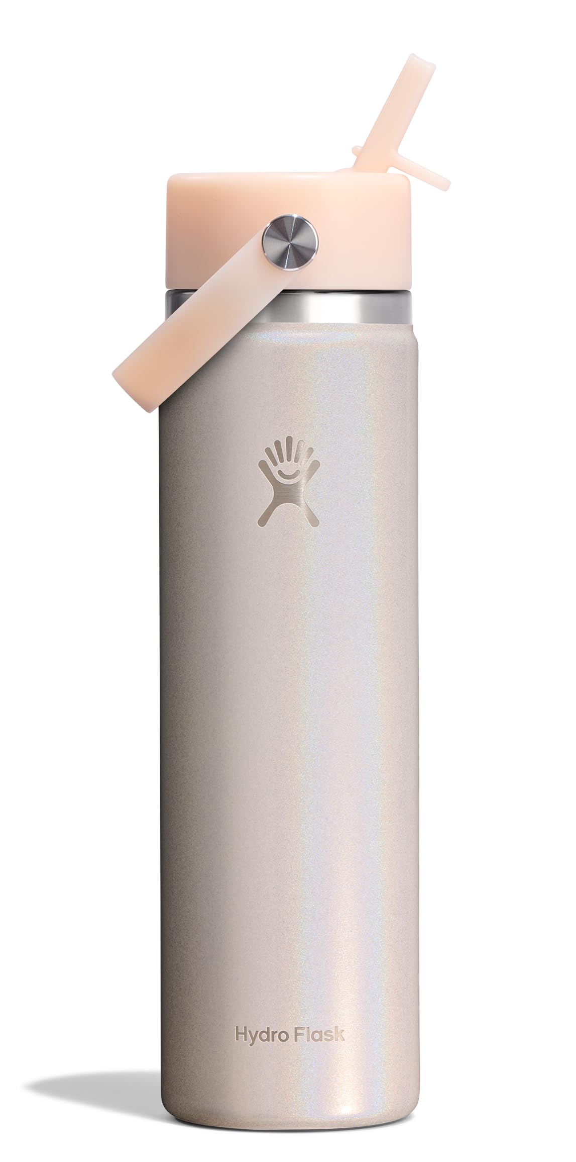 Hydro Flask Water Bottle - Insulated Stainless Steel - Wide Mouth Flex Straw Lid, Non-Spill, Leakproof and Refillable in 32 Oz Glimmer Pink