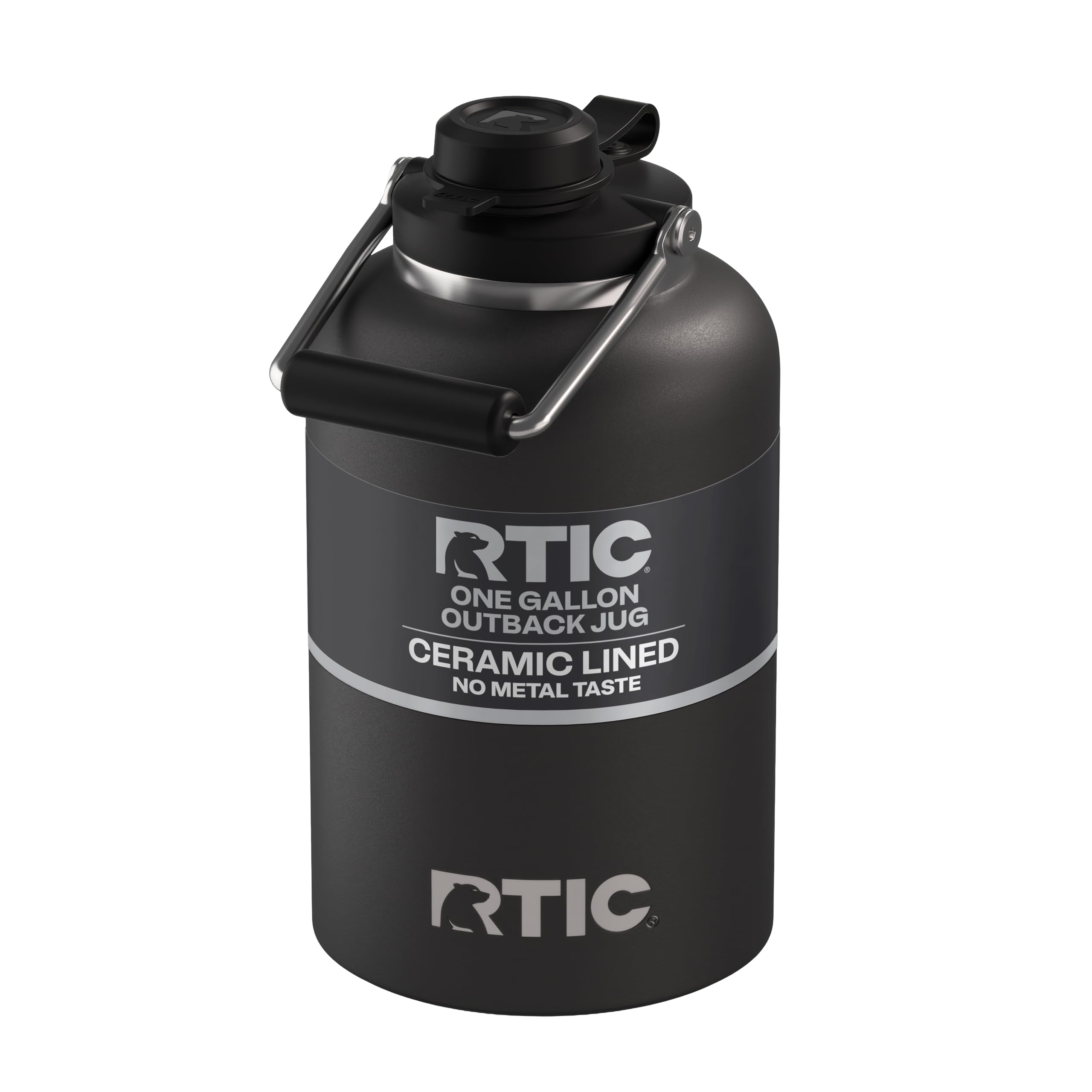 RTIC 1 Gallon Outback Jug, Stainless Steel, Ceramic Lined Insulated Water Bottle with Lid and Handle, BPA-Free, Double Wall Vacuum Insulation, Graphite