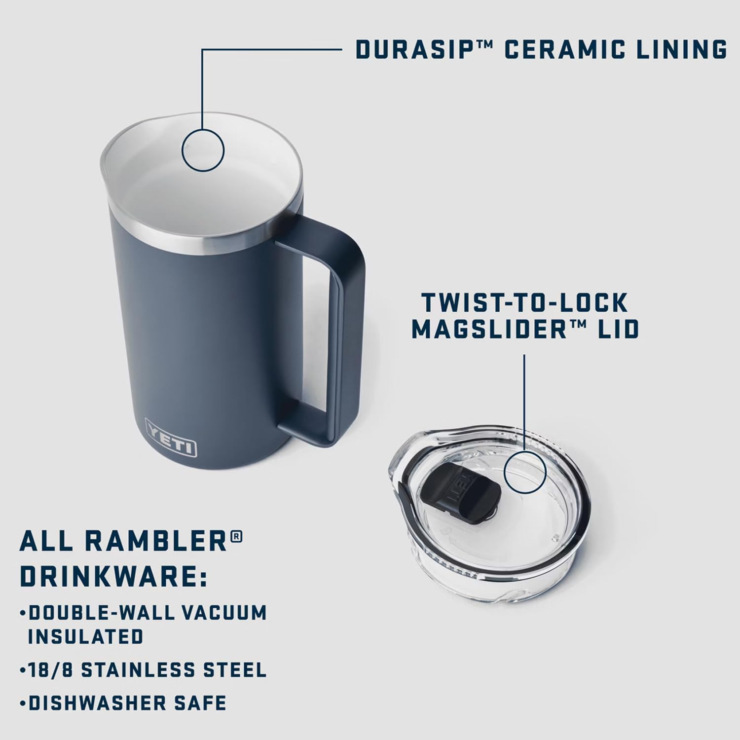 YETI Rambler 34 oz Pitcher, Vacuum Insulated, Stainless Steel with MagSlider Lid, Key Lime