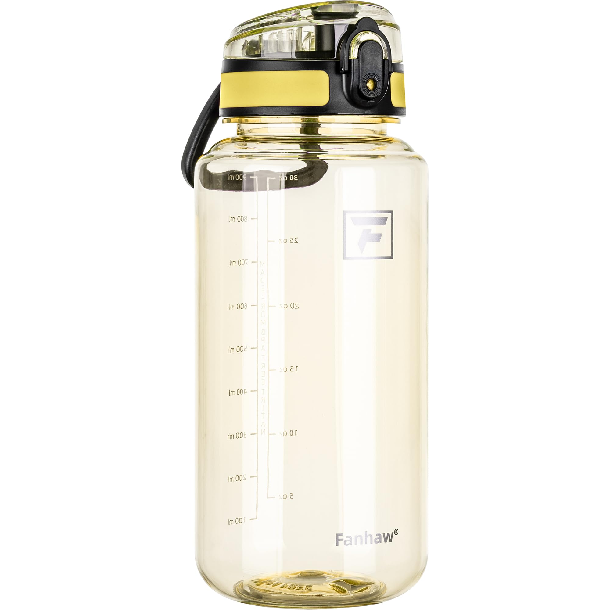 Fanhaw 32 Oz Clear Tritan Water Bottle, BPA-Free & Leak-Proof, Wide Mouth with Anti-dust Chug Lid, Reusable Plastic Bottle for Gym, Travel, School & Office (Clear&White)