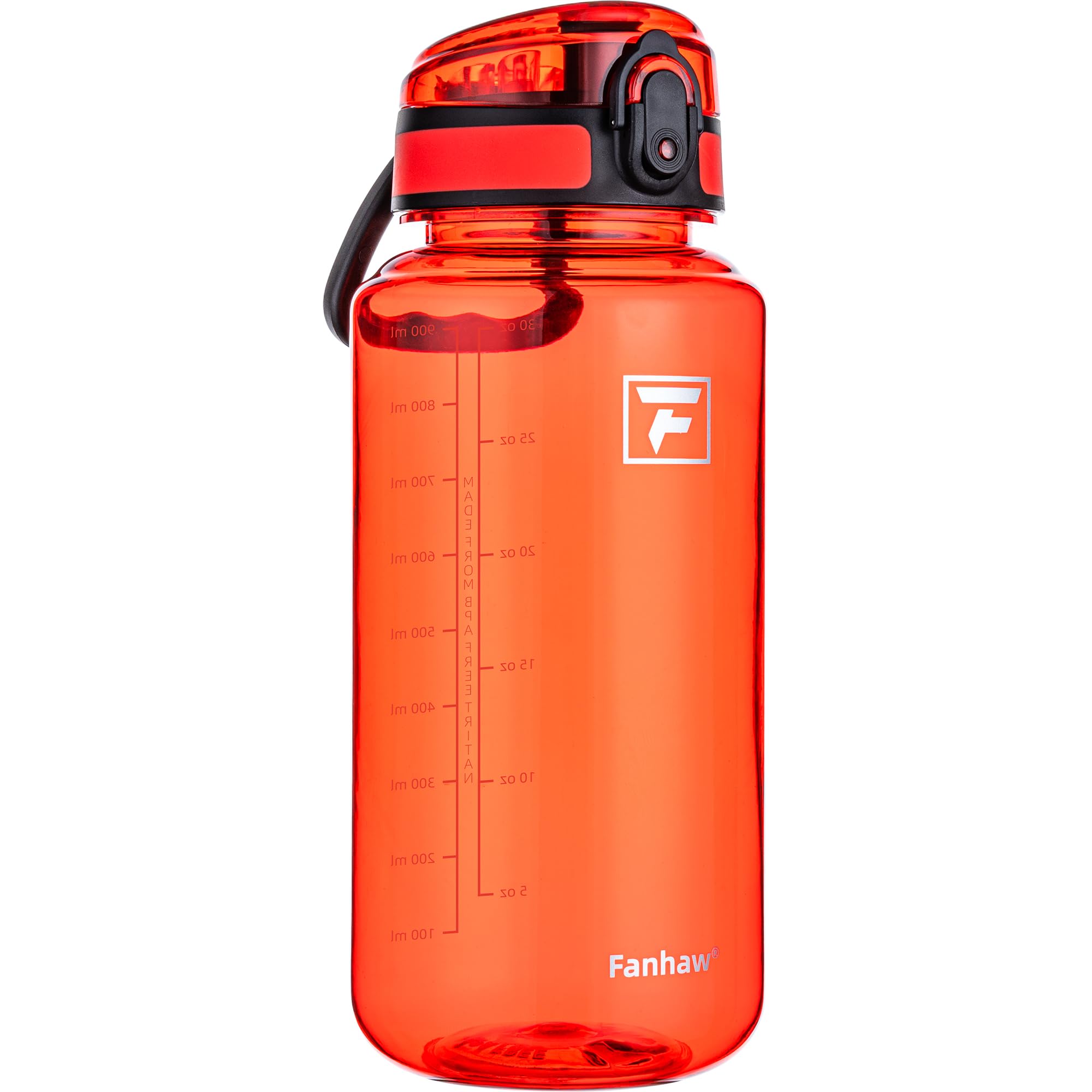 Fanhaw 32 Oz Clear Tritan Water Bottle, BPA-Free & Leak-Proof, Wide Mouth with Anti-dust Chug Lid, Reusable Plastic Bottle for Gym, Travel, School & Office (Clear&White)