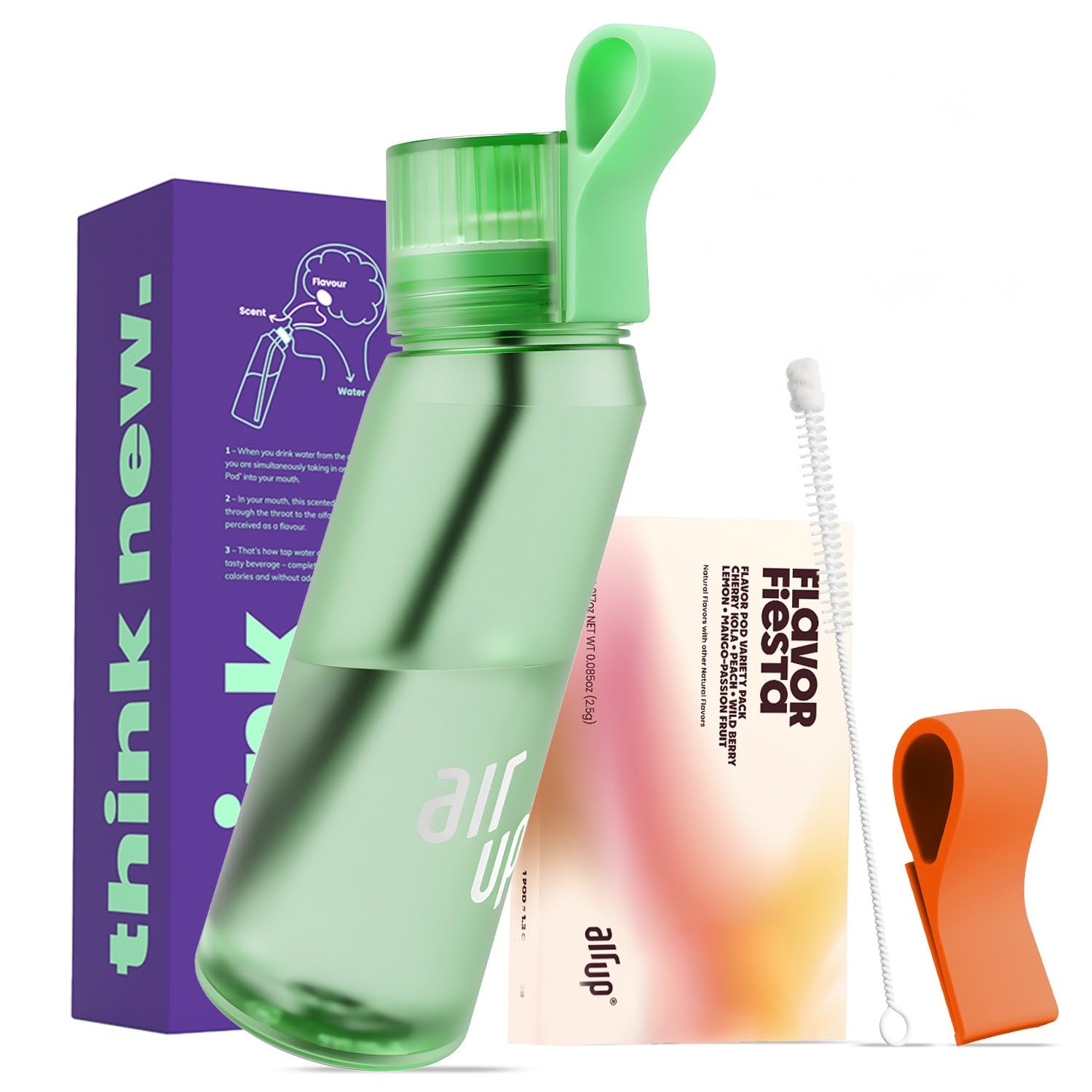 air up® water bottle (21oz) Twist starter set | sugar-free flavoring | dishwasher-safe, BPA-free (Electric Orange)