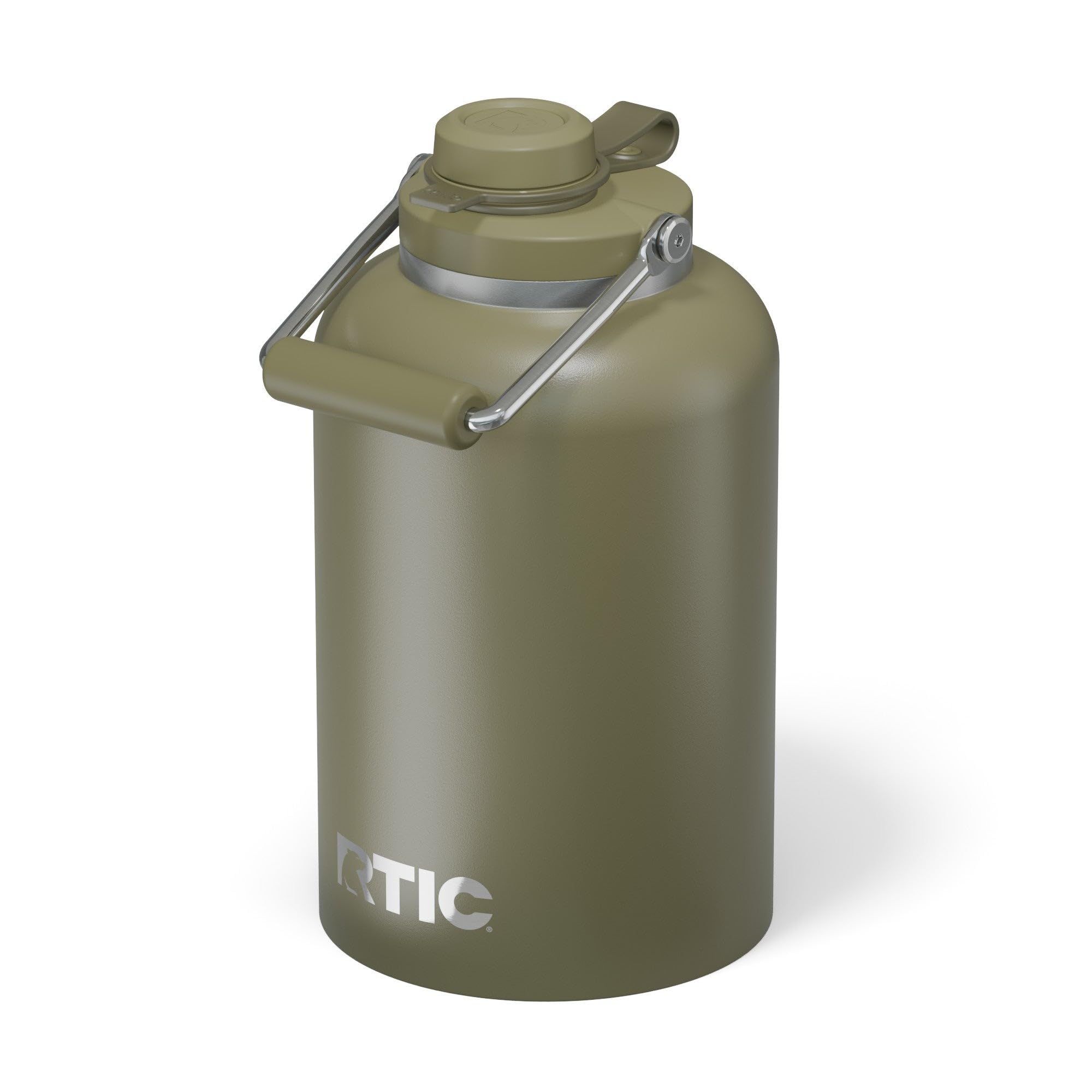 RTIC 1 Gallon Outback Jug, Stainless Steel, Ceramic Lined Insulated Water Bottle with Lid and Handle, BPA-Free, Double Wall Vacuum Insulation, Stainless