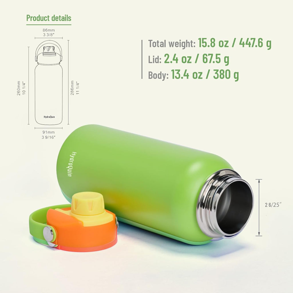 32oz Water Bottle with Comfort Grip Handle, Gym Water Bottle, Insulated Steel Water Bottle with Wide Mouth, No Straw