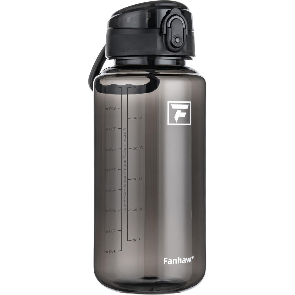 Fanhaw 32 Oz Clear Tritan Water Bottle, BPA-Free & Leak-Proof, Wide Mouth with Anti-dust Chug Lid, Reusable Plastic Bottle for Gym, Travel, School & Office (Clear&White)