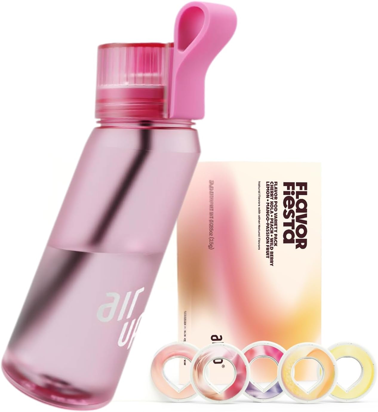 air up® water bottle (22 oz) for school, sports, gym | includes 5 scent pods & straw | flavored bottle in hot pink – also for kids, boys, girls | no calories, sugar-free and suitable for carbonation