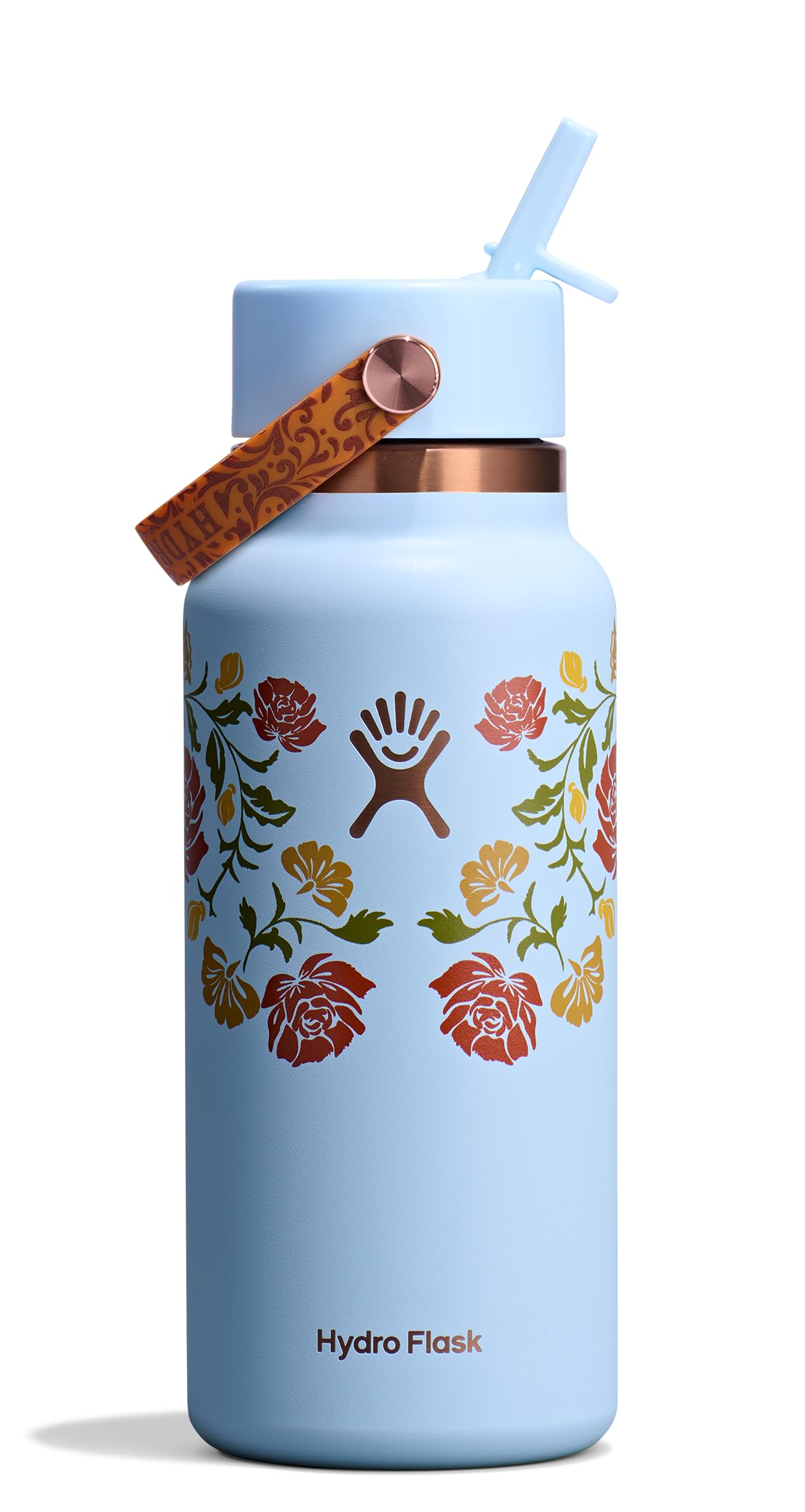 Hydro Flask Water Bottle - Insulated Stainless Steel - Wide Mouth Flex Straw Lid, Non-Spill, Leakproof and Refillable in 32 Oz Glimmer Pink