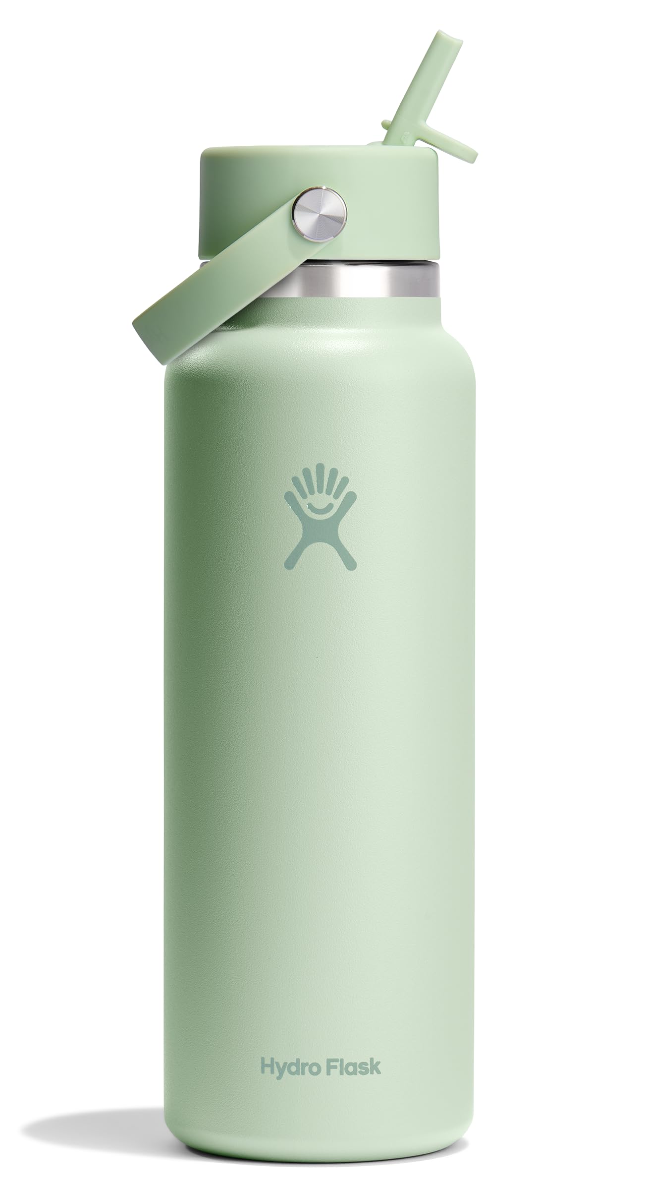 Hydro Flask Water Bottle - Insulated Stainless Steel - Wide Mouth Flex Straw Lid, Non-Spill, Leakproof and Refillable in 32 Oz Glimmer Pink