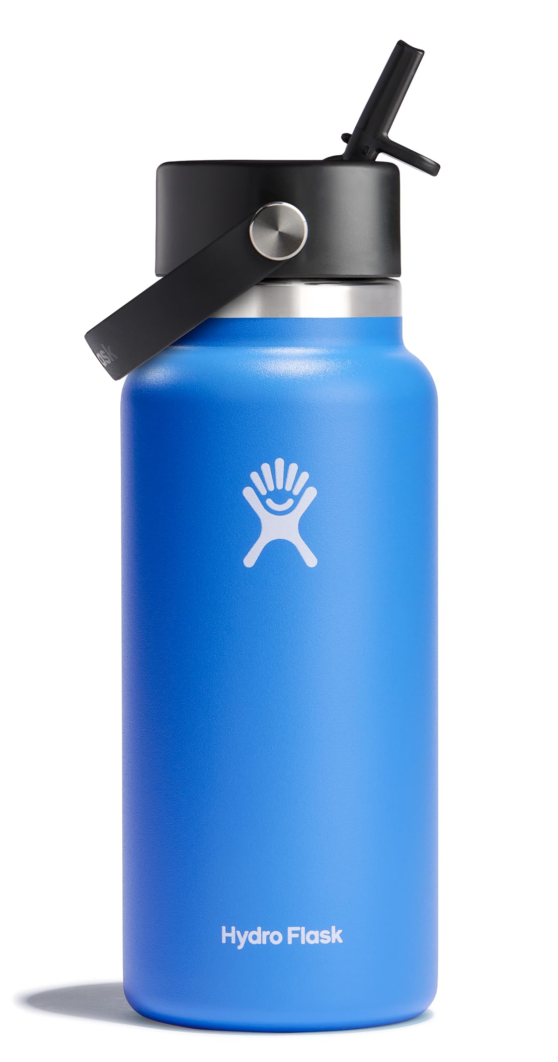 Hydro Flask Water Bottle - Insulated Stainless Steel - Wide Mouth Flex Straw Lid, Non-Spill, Leakproof and Refillable in 32 Oz Glimmer Pink