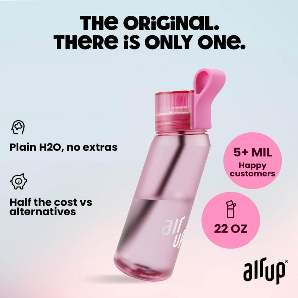 air up® water bottle (22 oz) for school, sports, gym | includes 5 scent pods & straw | flavored bottle in hot pink – also for kids, boys, girls | no calories, sugar-free and suitable for carbonation