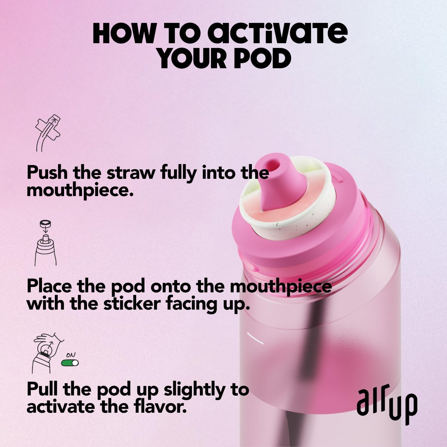 air up® water bottle (22 oz) for school, sports, gym | includes 5 scent pods & straw | flavored bottle in hot pink – also for kids, boys, girls | no calories, sugar-free and suitable for carbonation