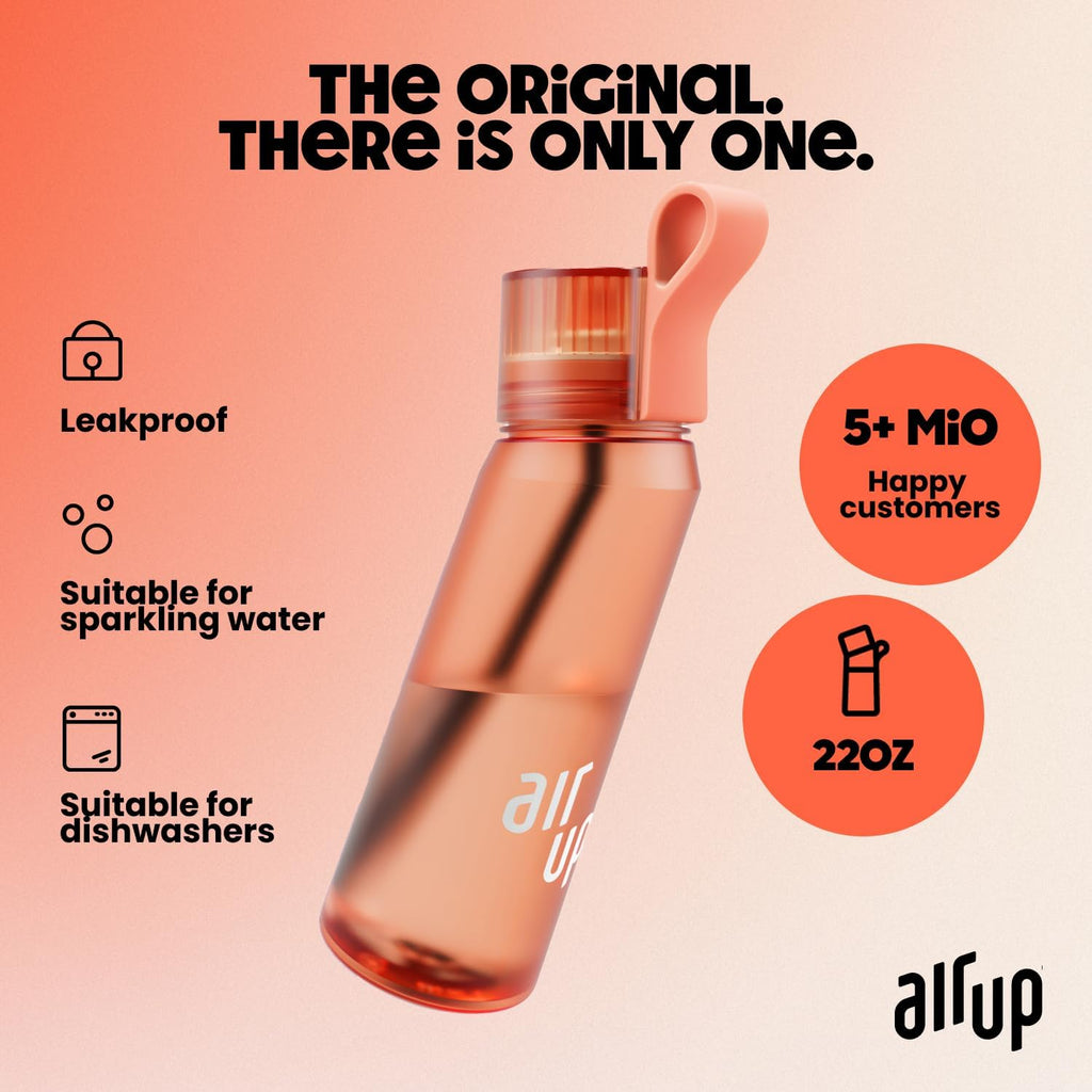 air up® water bottle (21oz) Twist starter set | sugar-free flavoring | dishwasher-safe, BPA-free (Electric Orange)