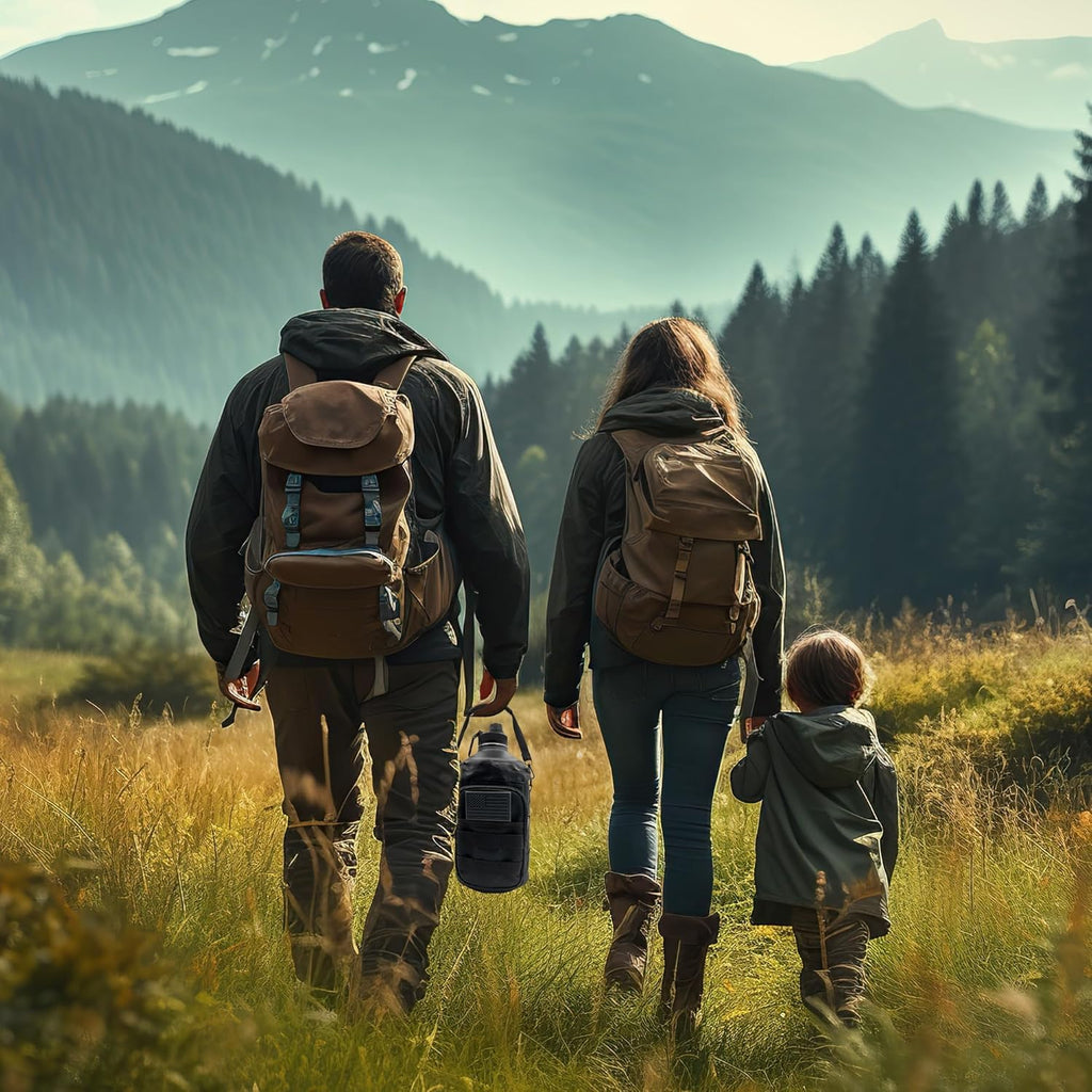 1 Gallon Water Bottle - 128 Oz Insulated Stainless Steel Metal Water Bottle with Holder - Carrying Bag - Spout Handle - Straw Lids - Keep Cold & Hot - Black Tactical Flask