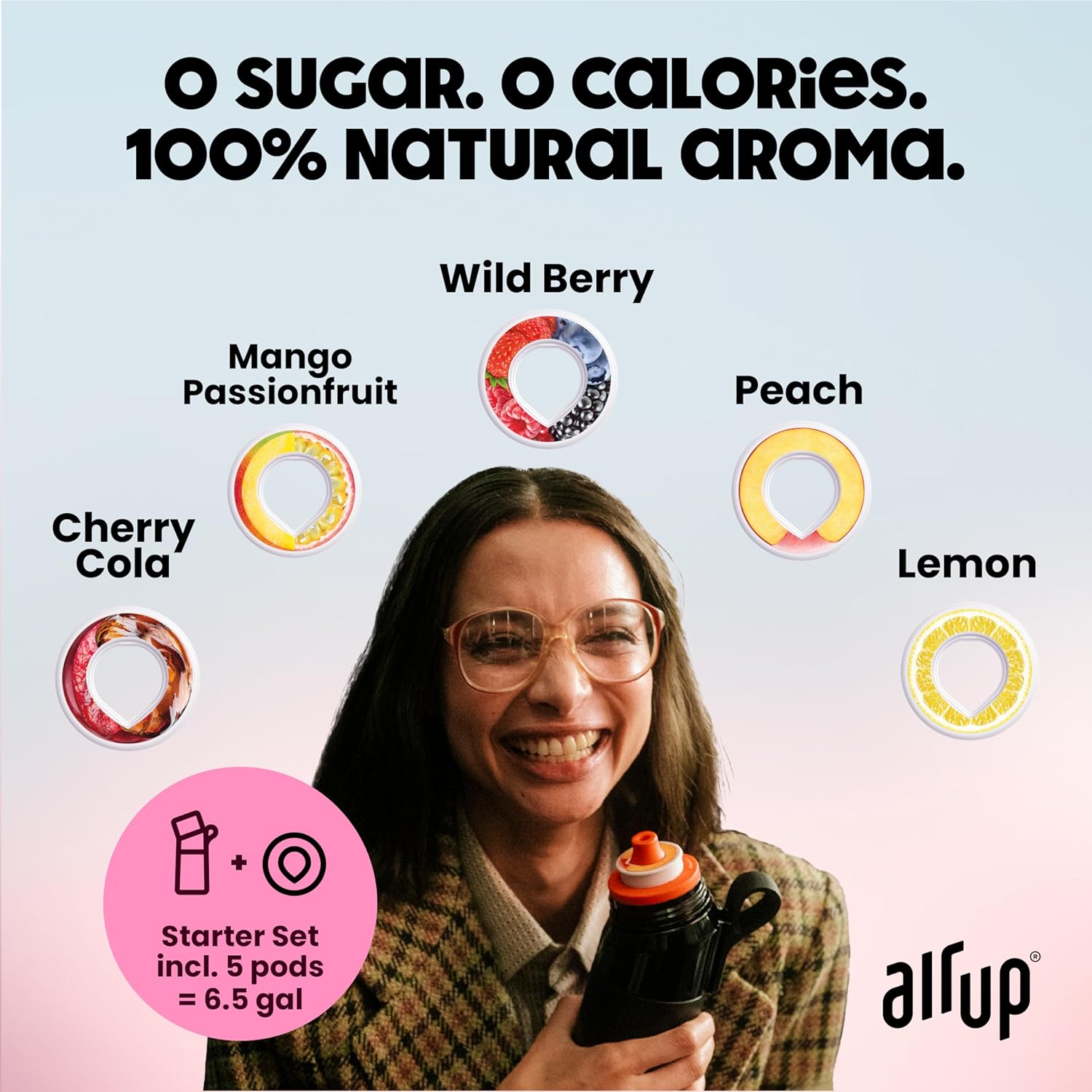 air up® water bottle (22 oz) for school, sports, gym | includes 5 scent pods & straw | flavored bottle in hot pink – also for kids, boys, girls | no calories, sugar-free and suitable for carbonation