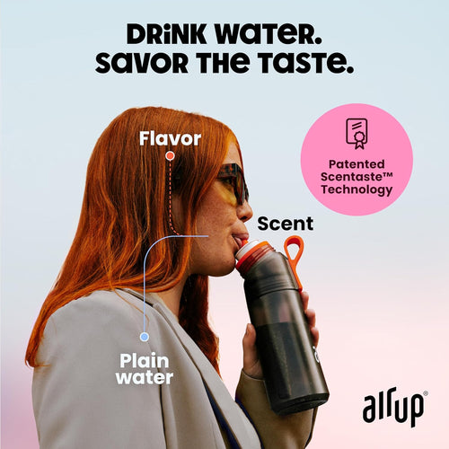air up® water bottle (22 oz) for school, sports, gym | includes 5 scent pods & straw | flavored bottle in hot pink – also for kids, boys, girls | no calories, sugar-free and suitable for carbonation